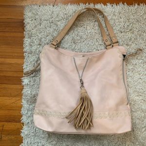 Nude pink faux leather tote bag